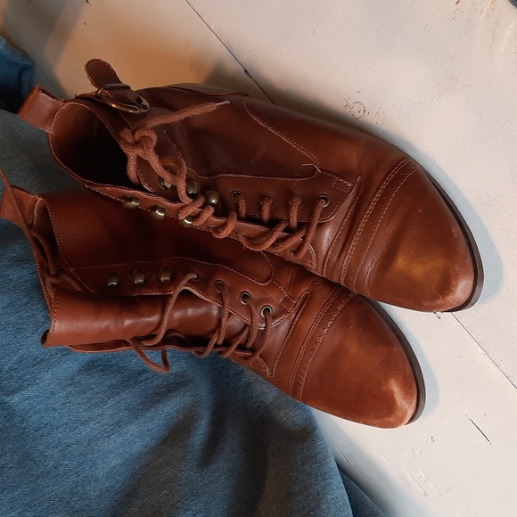 Vintage leather tie up boots sz 6 70's style - Picture 2 of 7